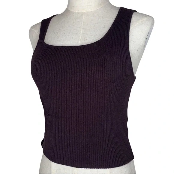 Urban Outfitters Brown Asymmetrical Ribbed Knit Side Cut Out Tank Top - Picture 7 of 16